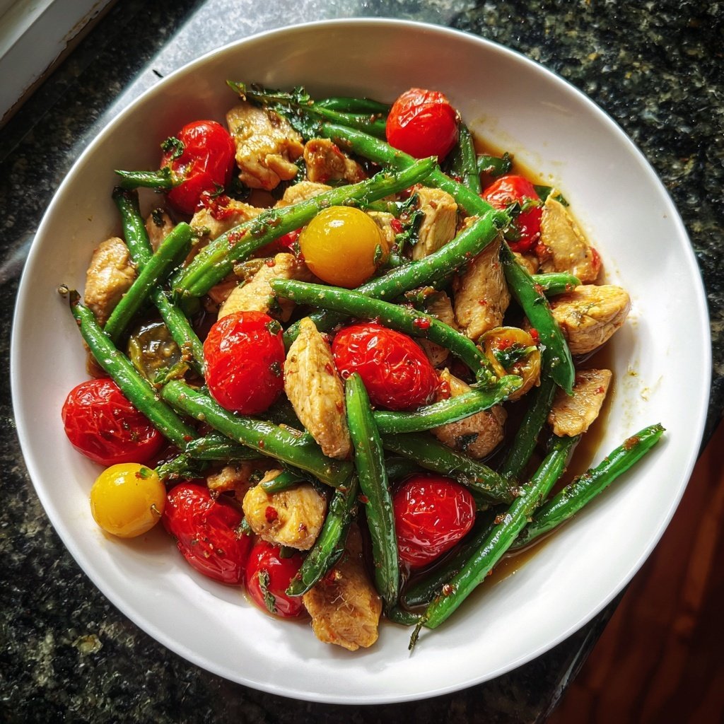 Kalorienarme Hähnchenpfanne Mit Grünen Bohnen