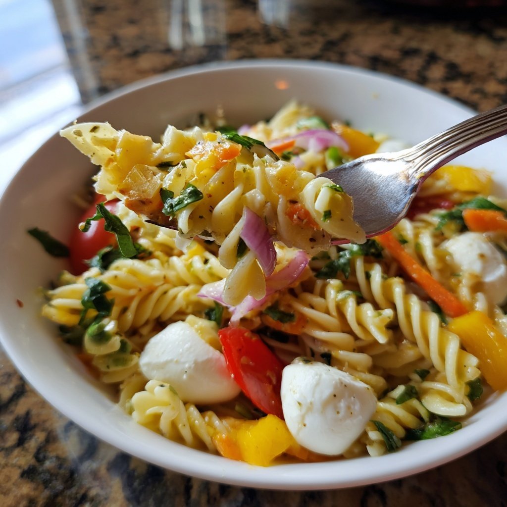 Mediterraner Nudelsalat Mit Mozzarella
