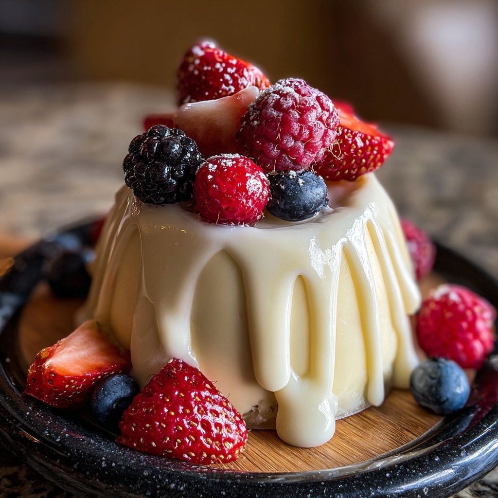 Fondue mit weißer Schokolade und Beeren